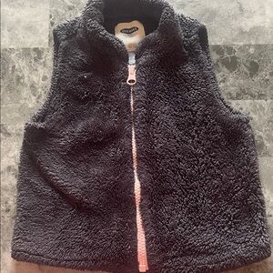 Old Navy Kids Sherpa Vest - Black with Pink Zipper